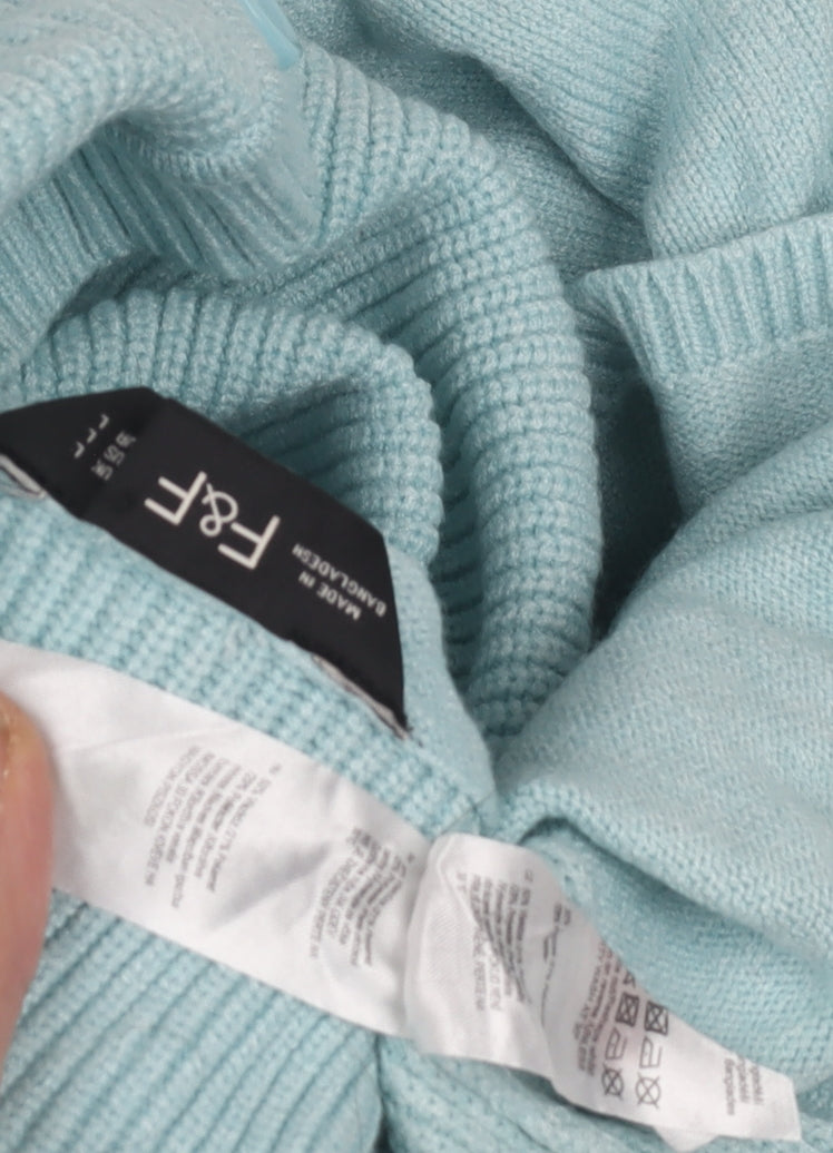 F&F Women's Blue High Neck Pullover Jumper - M