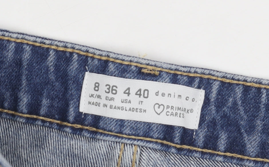 Primark Women's Blue Cut-Off Denim Shorts, Size 8