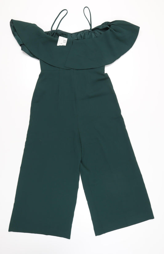 H&M Women's Green Off-Shoulder Jumpsuit Size 8