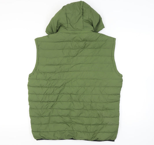 Tu Men's Green Hooded Puffer Waistcoat M