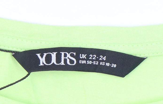Womens UK Size 22 Yours Green Basic T-Shirt