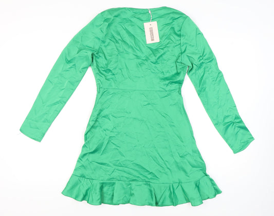 Missguided Women's Green Wrap Dress Size 8