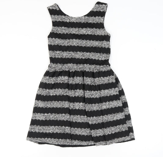 Atmosphere Women's Black Striped Skater Dress Size 10