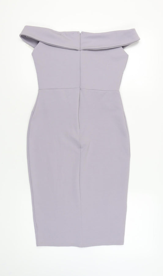 Missguided Women's Grey Off Shoulder Midi Pencil Dress