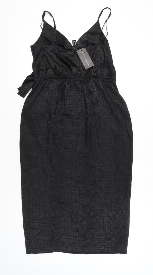 New Look Women's Black Wrap Midi Dress Size 12