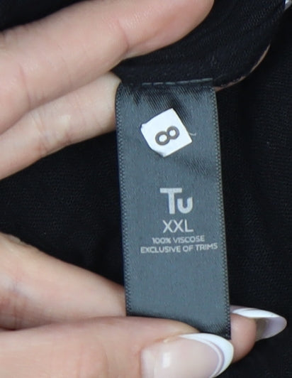 Tu Women's Black Embroidered Viscose Slip Dress XL