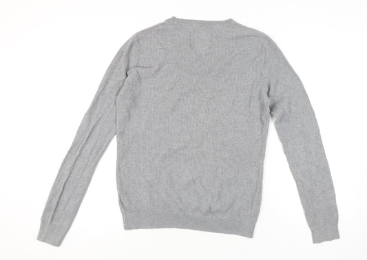 Threadbare Men's Grey Striped Pullover Jumper, Size S