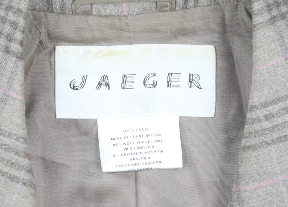 Jaeger Women's Grey Plaid Wool Blazer Size 16
