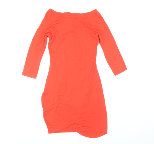Boohoo Women's Orange Off Shoulder Dress, Size 10