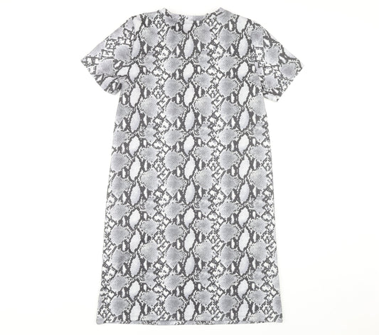 Primark Women Grey Animal Print Shift Dress Size 10