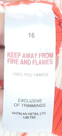 Matalan Women's Red Striped V-Neck Cropped T-Shirt Size 16