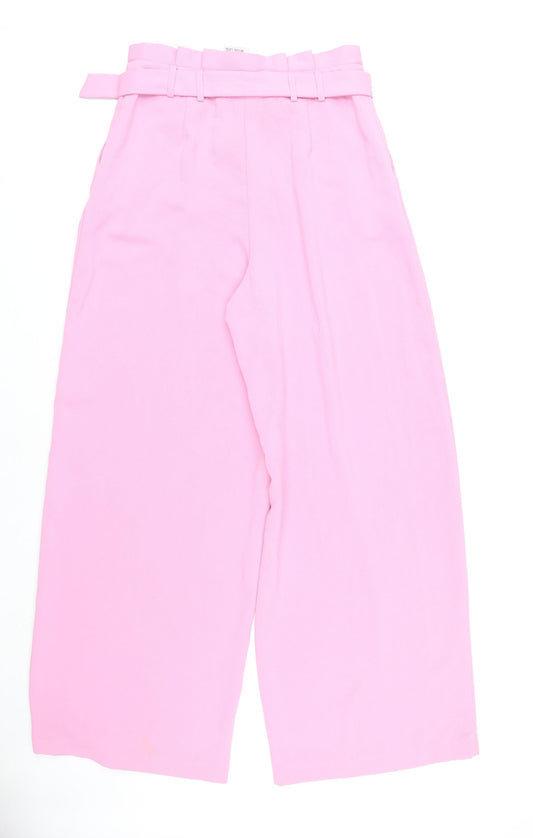 Primark Pink Wide-Leg Belted Trousers, Size 12 Women