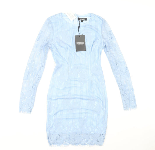 Additional front view of Missguided Blue Lace Dress, size 8, Women, New