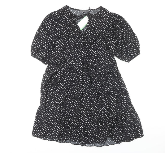 Additional front view of Papaya Women's Black Polka Dot A-Line Dress, size 10