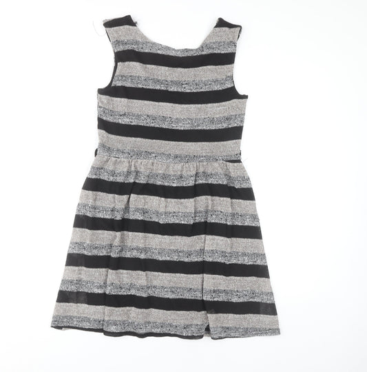 Additional front view of Atmosphere Women's Black Striped Sleeveless Dress, size 12