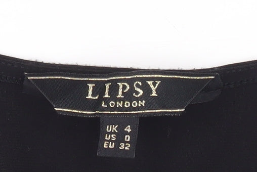 Womens UK Size 4 Lipsy Black Wrap Blouse
