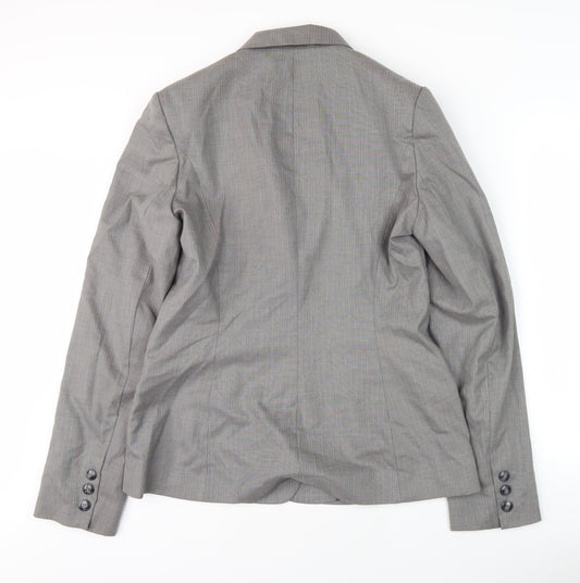 Long Tall Sally Womens Grey Suit Jacket, Size 14, Herringbone