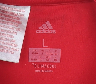 Adidas Boys Red Manchester United Polo Jersey L