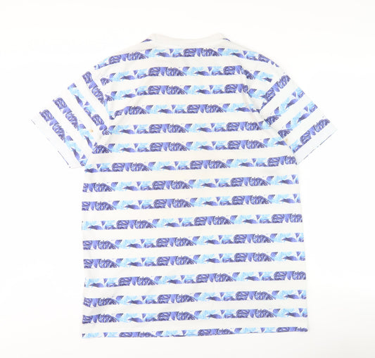 McKenzie Men's Striped T-Shirt L White Blue