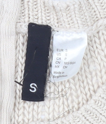 Womens UK Size S Divided Beige Full Zip Jumper