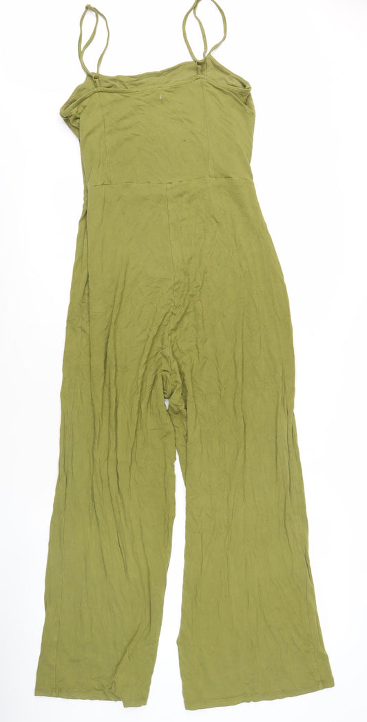 Pull & Bear Women's Green Jumpsuit Size 12 Wide-Leg Sleeveless