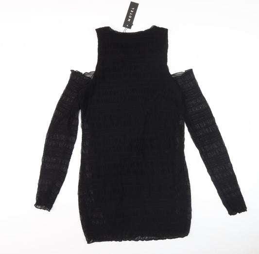 Motel Women's Black Bodycon Dress L Long Sleeve