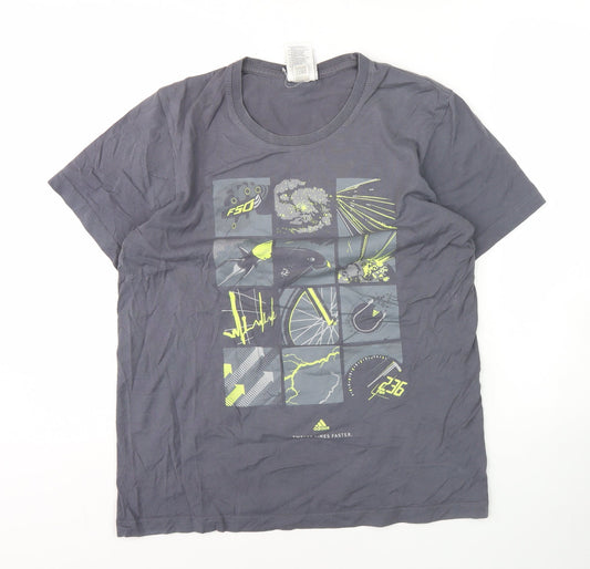Additional front view of Adidas Men's Grey Graphic Print Short Sleeve T-Shirt