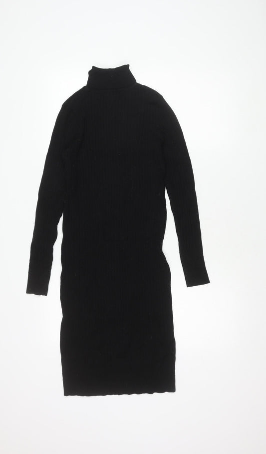 Next Women's Black High Neck Sheath Dress Size 8