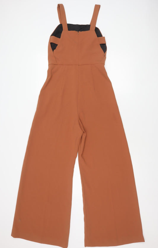 Zara Women Brown Jumpsuit XS Wide-Leg Sweetheart
