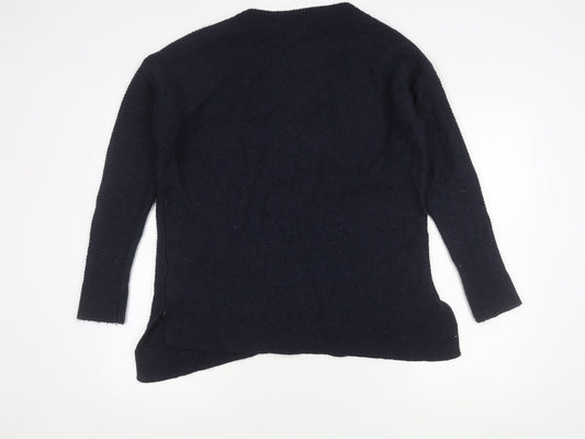 Zara Men's Blue V-Neck Jumper, Medium, Wool Blend