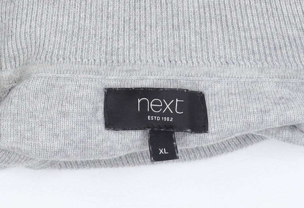 Next Men's Grey XL Pullover Jumper, High Neck, Striped
