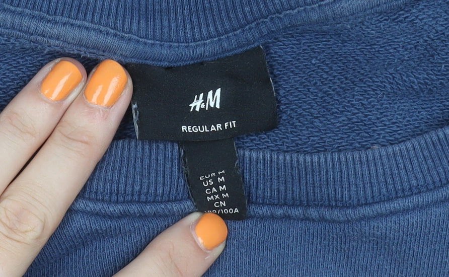 H&M Men's Blue Cotton Pullover Jumper M