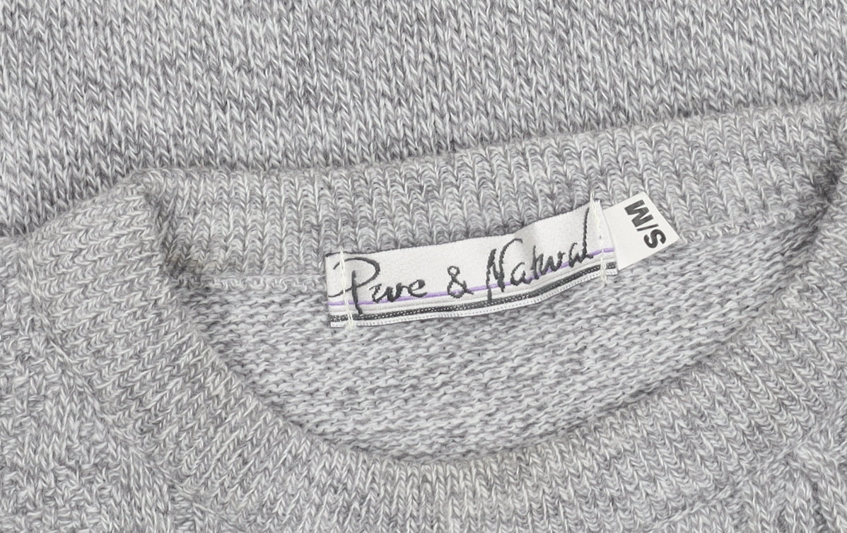 Pure & Natural Grey Cable-Knit Men's Pullover - M