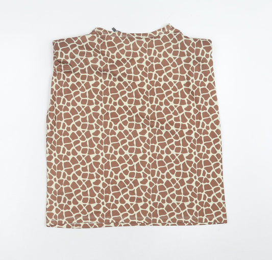 Boohoo Women's Brown Animal Print Sleeveless Top Size 8