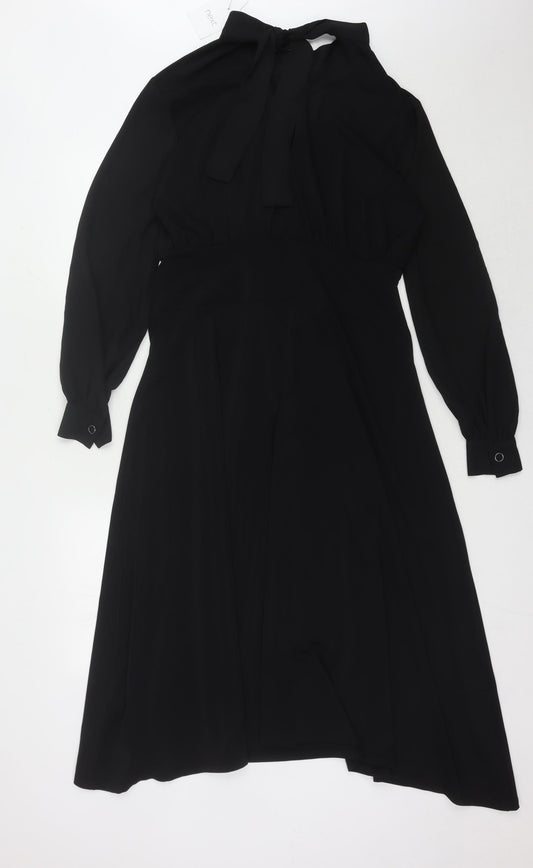 Next Women's Black Dress, Size 8, Long Sleeve, High Neck