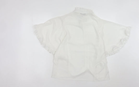 Boohoo Women's White Blouse Size 8 Ruffle Accents