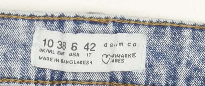 Primark Women's Blue Cotton Cut-Off Denim Shorts Size 10