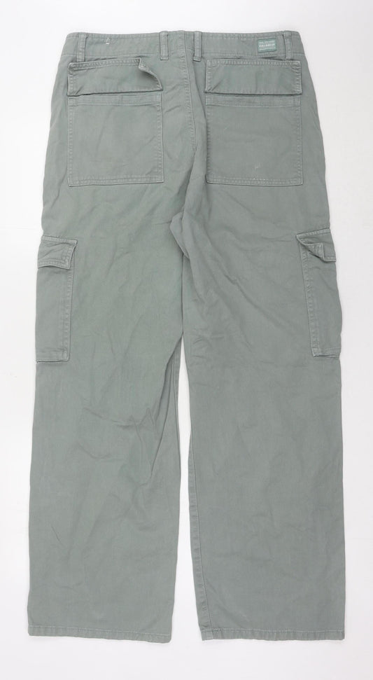 Pull & Bear Men's Green Cargo Trousers, Size L