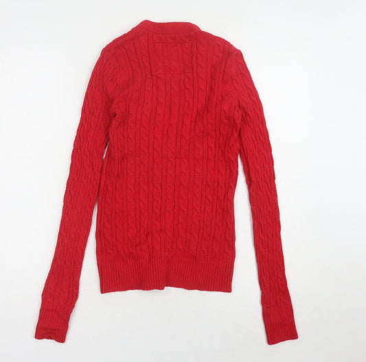 Abercrombie & Fitch Red Cable-Knit Cardigan XS