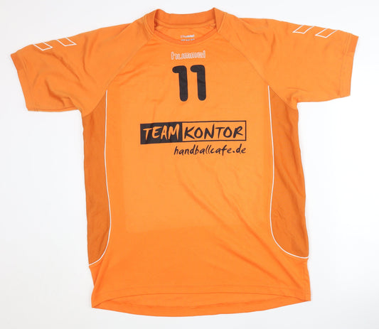 Mens UK Size L Hummel Orange Handball Sports T-Shirt