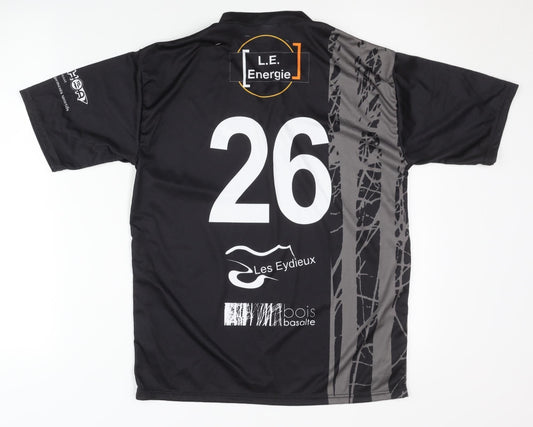 Men's Black Graphic Print Jersey, Size S, Polyester