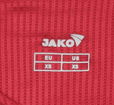 Brand and care label for JAKO Men's Football Jersey XS Red Blue Stripe Sport