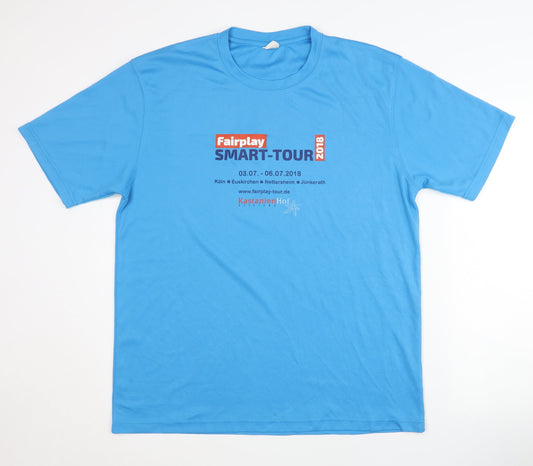 Mens UK Size XL Awdis Blue Fitness Gym & Training T-Shirt