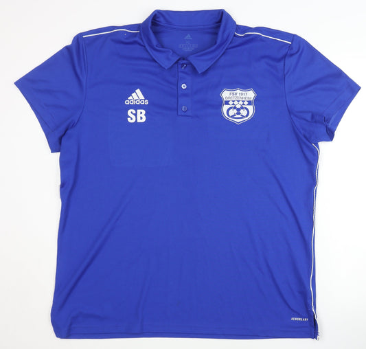 Mens UK Size XL adidas Blue Football Gym & Training Polo