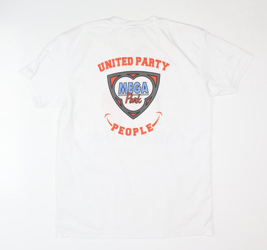 Unisex Adults UK Size L Mega Park White T-Shirt