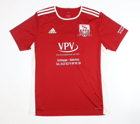 Mens UK Size L adidas Red Football T-Shirt