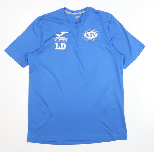 Additional front view of Joma Men's Blue Gym T-Shirt, size S, Breathable