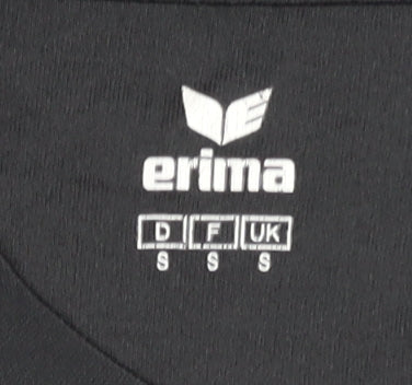 Brand and care label for Erima Men's Black Graphic Print Jersey T-Shirt, size S