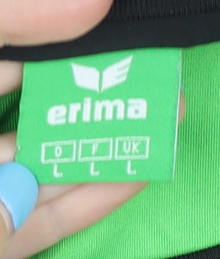 Close-up detail of Erima Men's Green Black L Colourblock Jersey T-Shirt