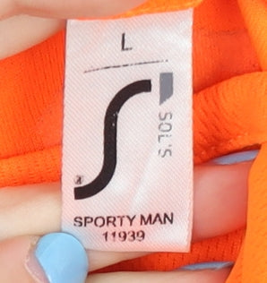 Close-up detail of SOL'S Men's Orange T-Shirt L Activewear Jersey